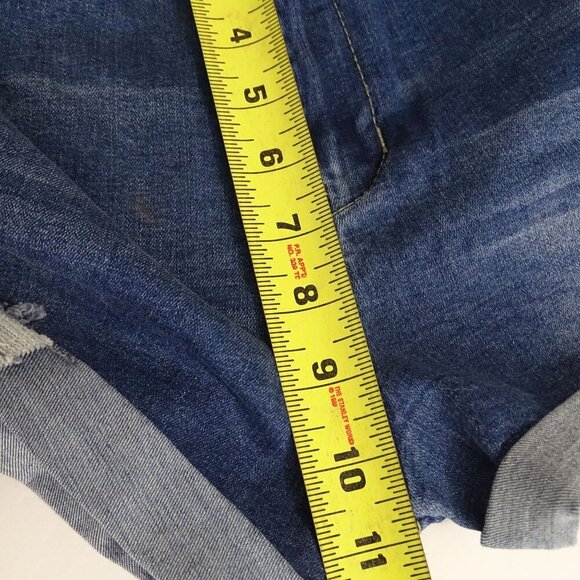 Distressed Ripped Denim High Waist Jean Shorts Women Size M Casual Rolled Hem - Picture 7 of 7